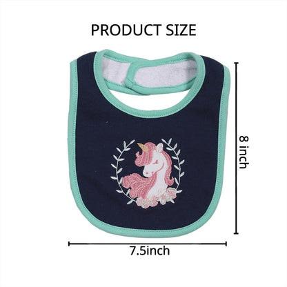 Cotton Baby Bibs 5-Pack - Cartoon Embroidered