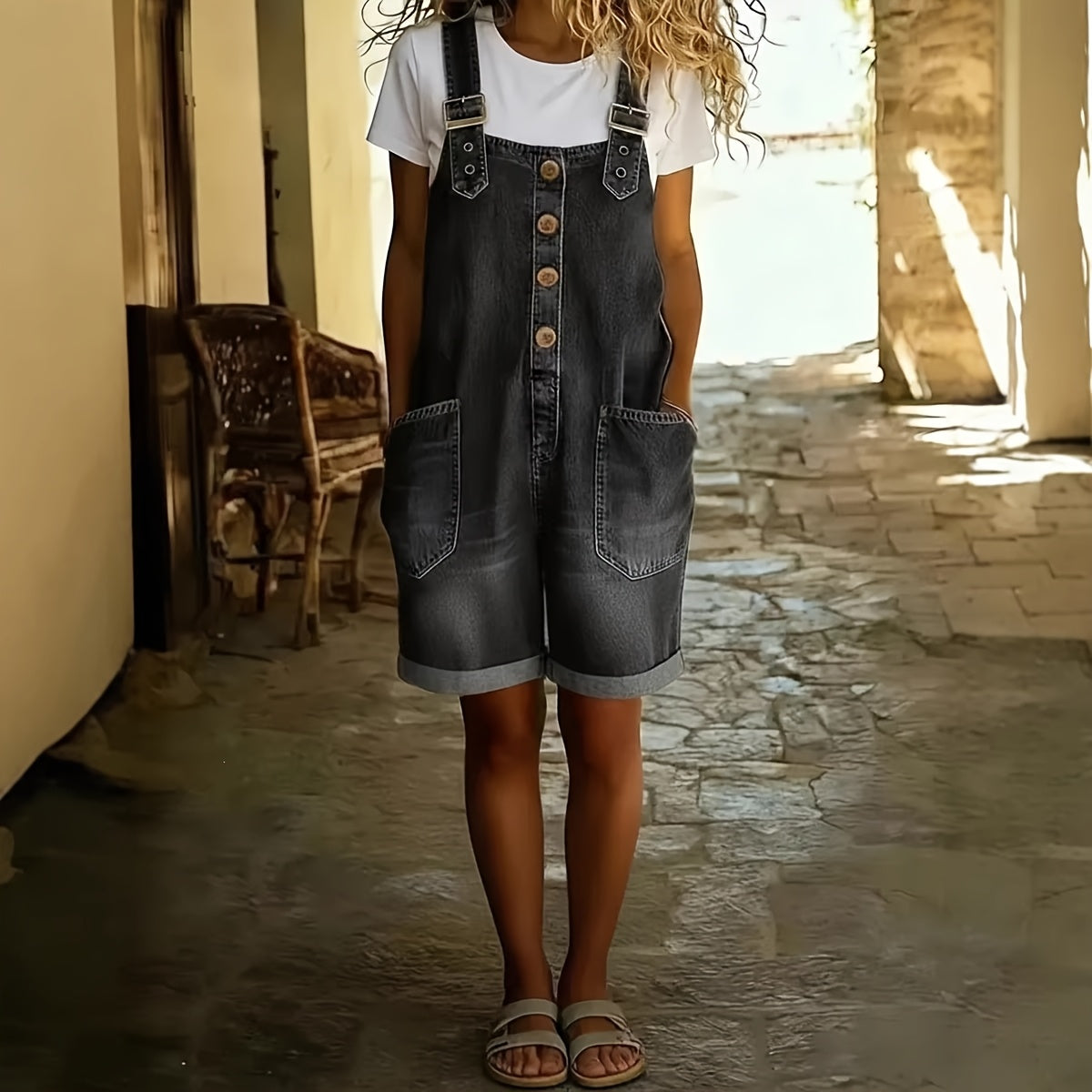 Women's Black Denim Shorts - product view 8
