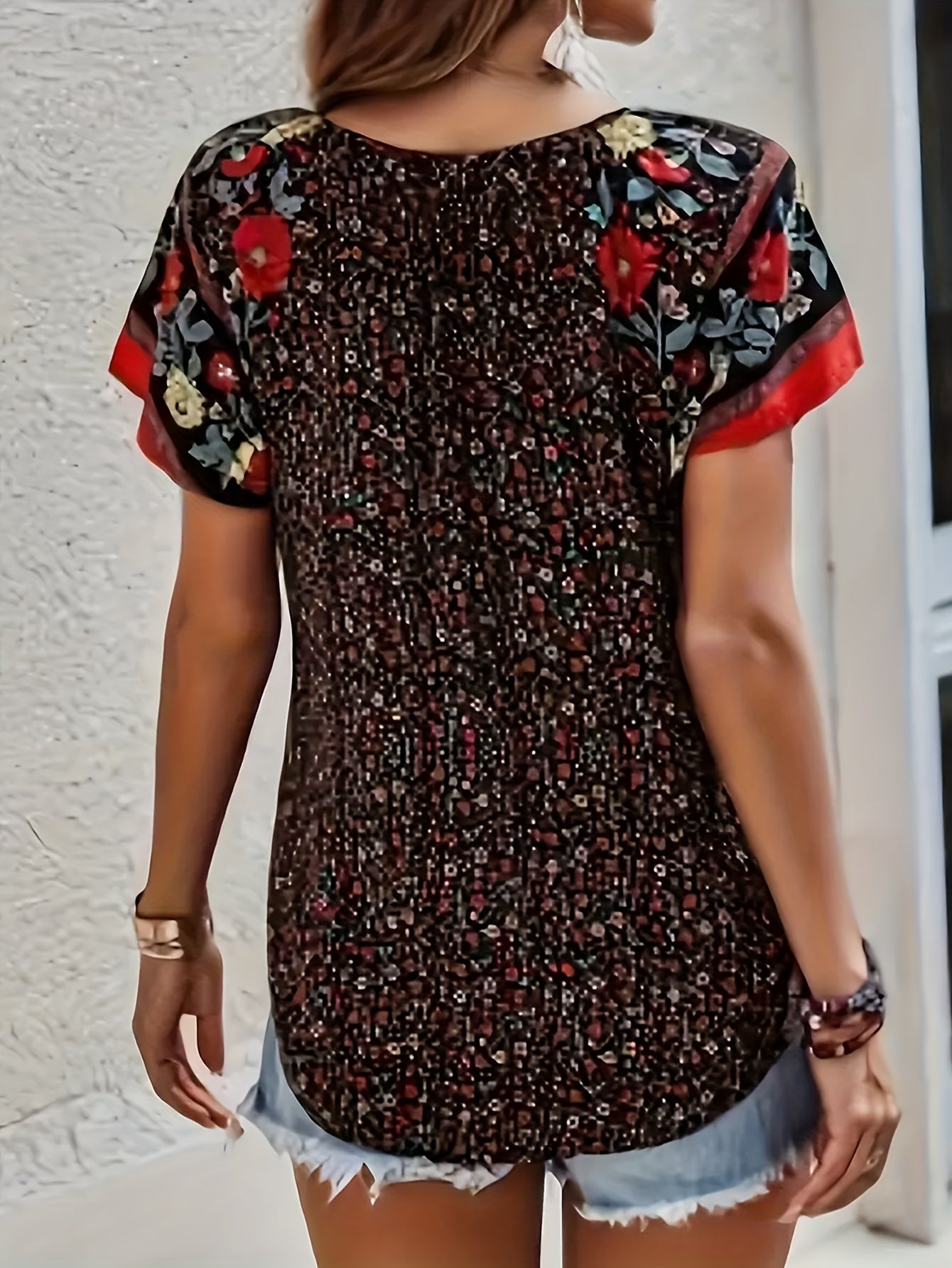 Mixed colors Polyester Floral Printed Shirt - product view 7