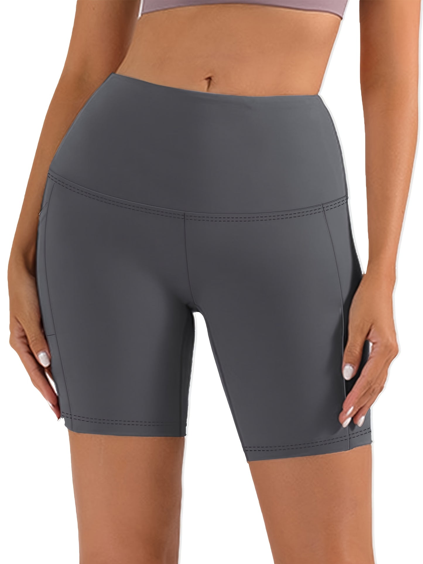 Women's Black Polyester High-Waist Shorts - product view 17