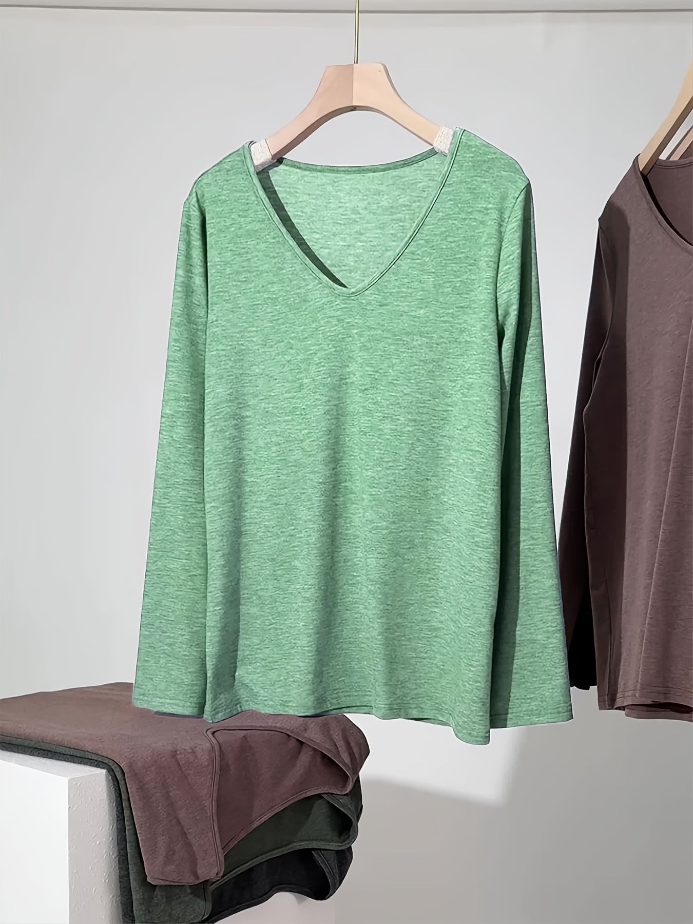 3pcs Women's Spring and Autumn T-shirt Set, Long-sleeved, No Pockets on the Chest, Casual and Comfortable Top.