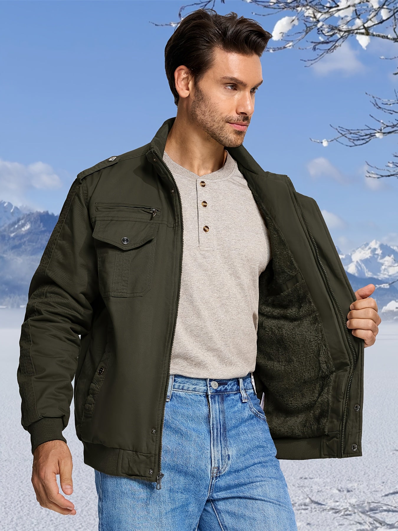 Men's Black Cotton Cargo Jacket - product view 33
