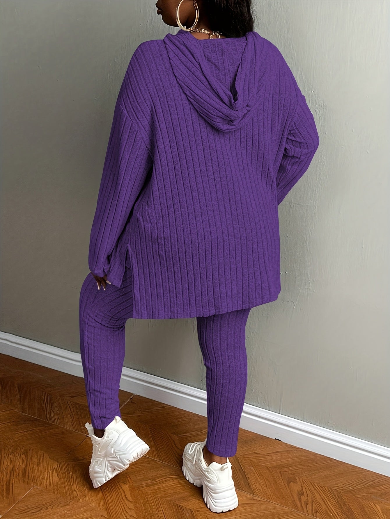 Plus Size, Women's Plus Size 2pcs Outfits Sweatsuits Sets Long Sleeve Hoodies Lounge Sets