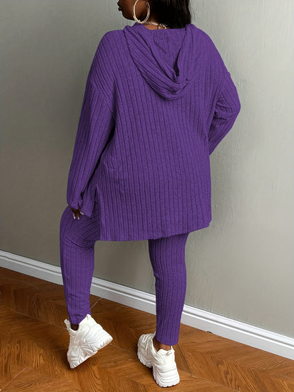 Plus Size, Women's Plus Size 2pcs Outfits Sweatsuits Sets Long Sleeve Hoodies Lounge Sets