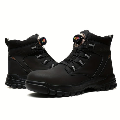 Steel Toe Work Safety Shoes - Puncture-Proof, Anti-Smash, Non-Slip, Shock-Absorbing, with Convenient Rotating Buckle, High-Top Protective Design - Ideal for Men And Women In Industrial, Construction, And Outdoor, All Seasons, Father's Day Gift