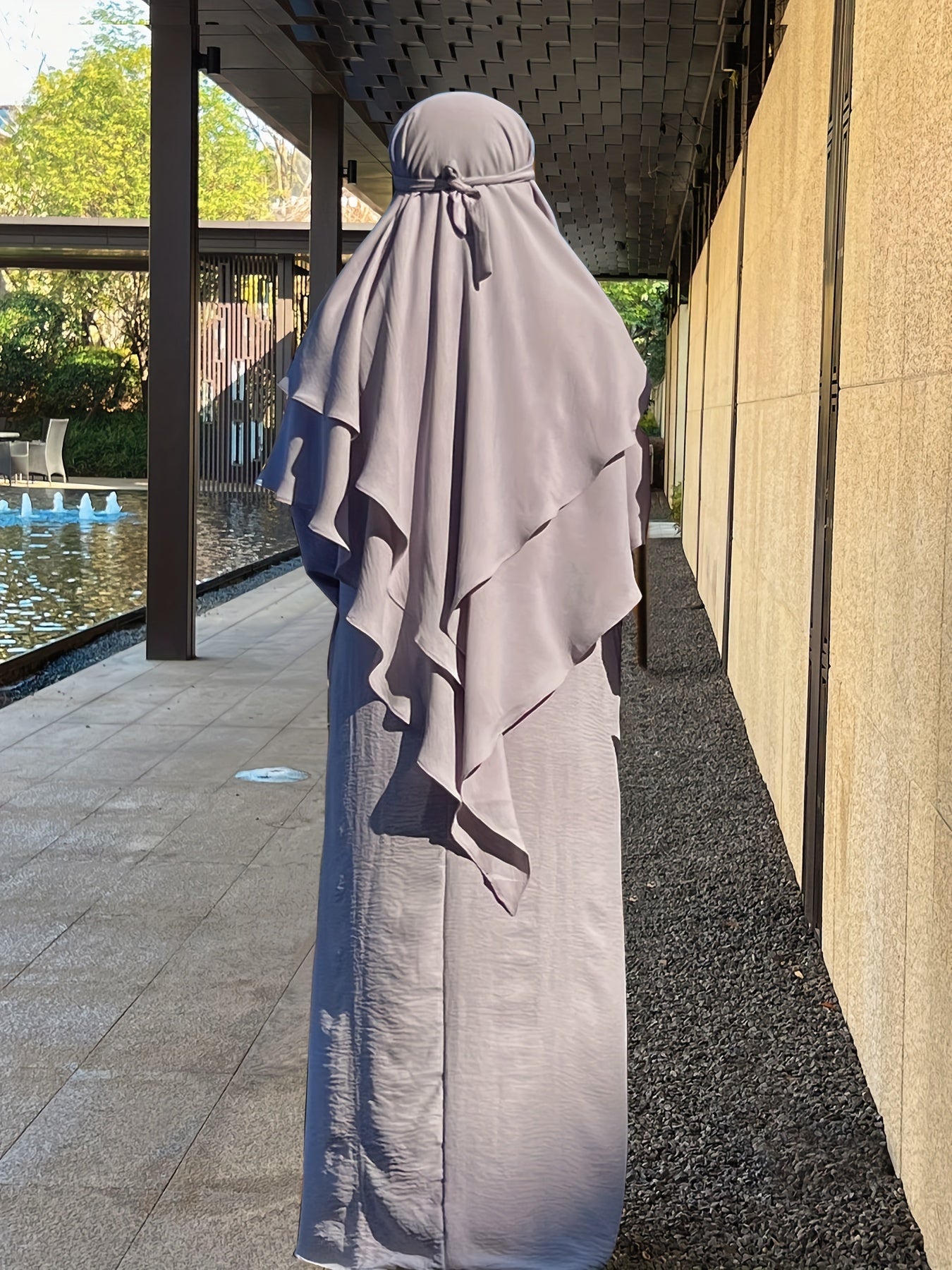 Khimar+abaya 2pcs Set Umrah Rida Set Player Abaya Set with Pockets