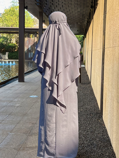 Khimar+abaya 2pcs Set Umrah Rida Set Player Abaya Set with Pockets