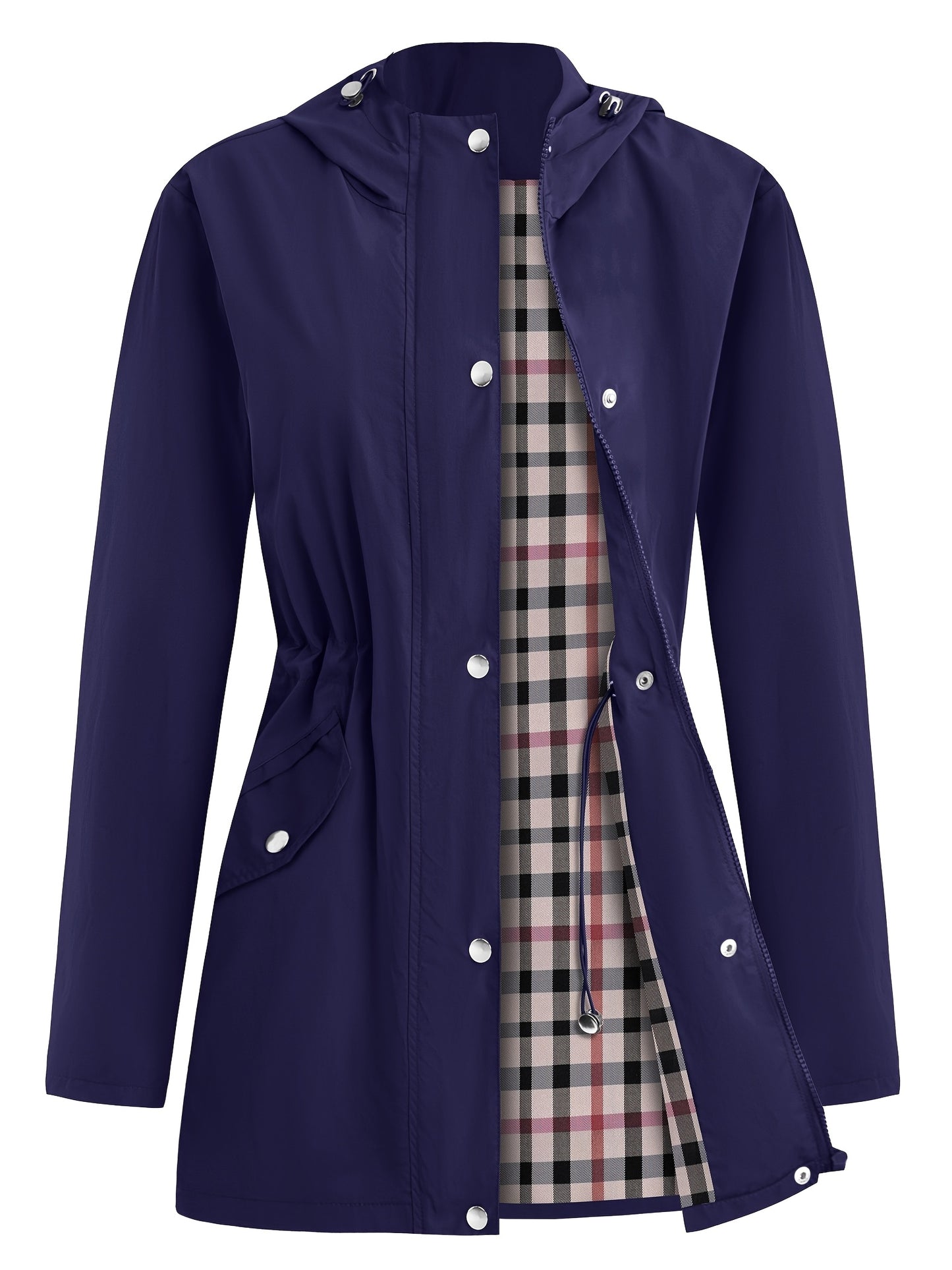 Women'S Lightweight Raincoat - Breathable Windbreaker Jacket With Adjustable Hood, Stylish Trench Coat For Outdoor & Work, Machine Washable, X-Shape Design