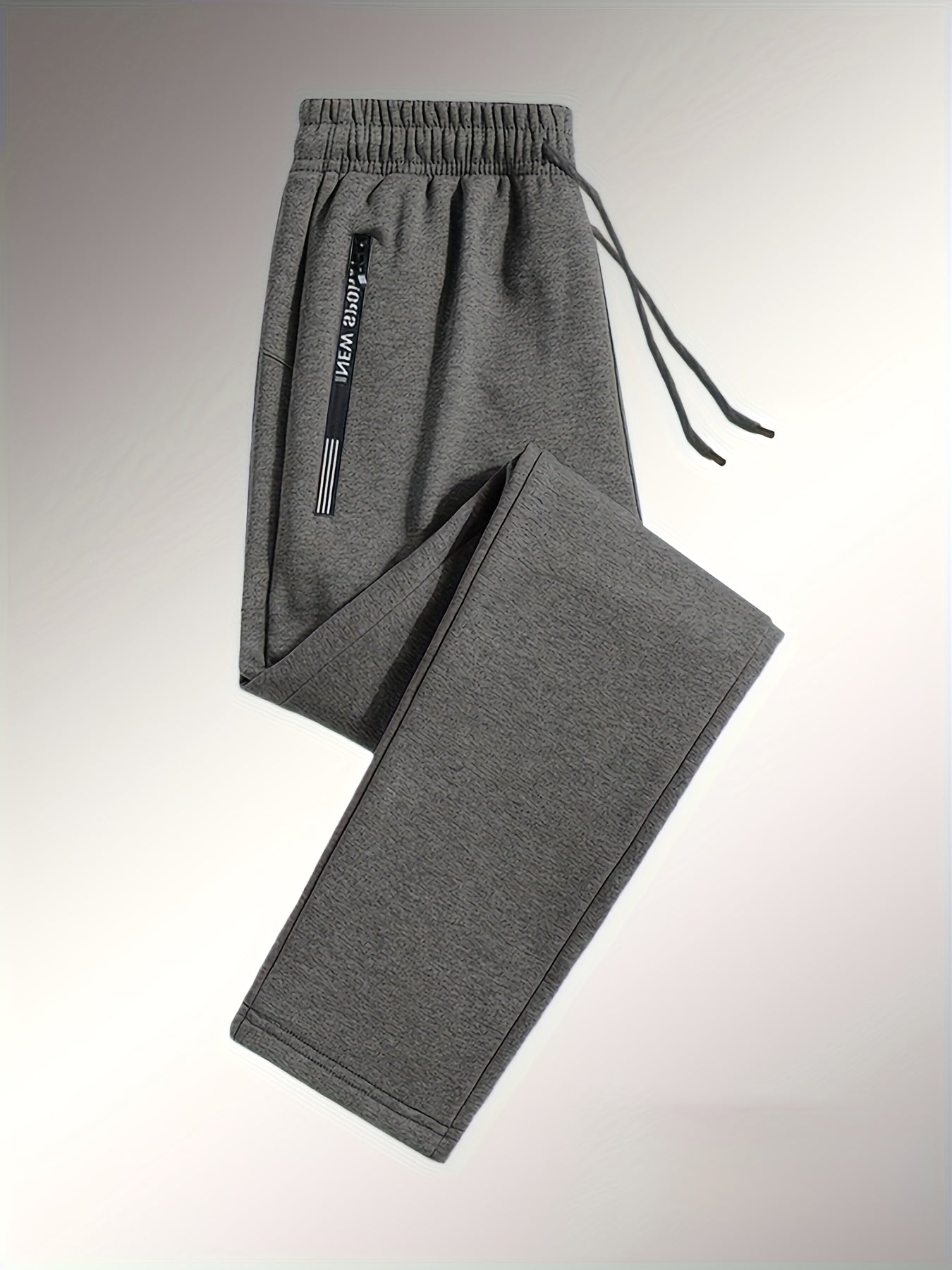 Men'S Sports Jogging Pants, with Zipper Pockets And Elastic Drawstring Waist - All-Season Full Zipper Fitness Pants, Straight-Leg Casual Trousers, Suitable for Fitness And Daily Wear (Black, Gray) - Machine Washable, Suitable for Jogging