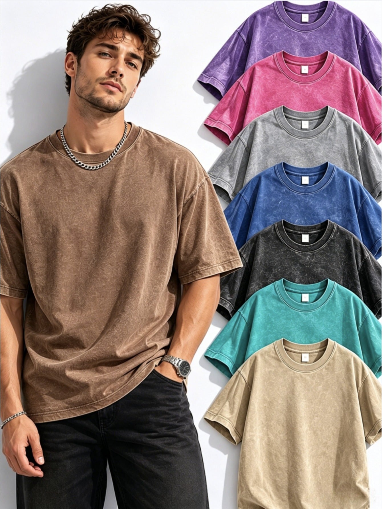 Men's Apricot Oversized Short-Sleeve T-Shirt - product view 5