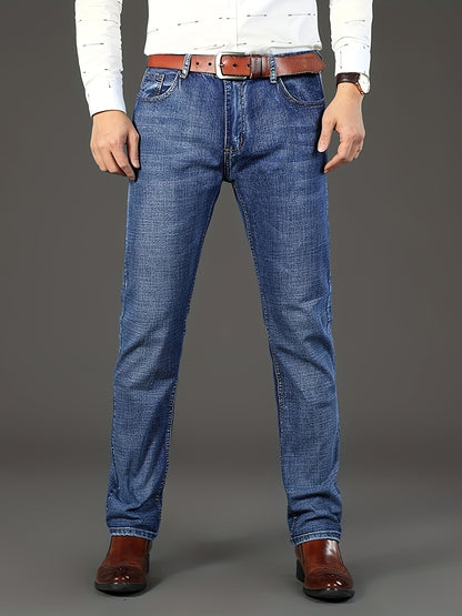 Men'S Classic Design Jeans, Semi-formal Stretch Jeans For Business