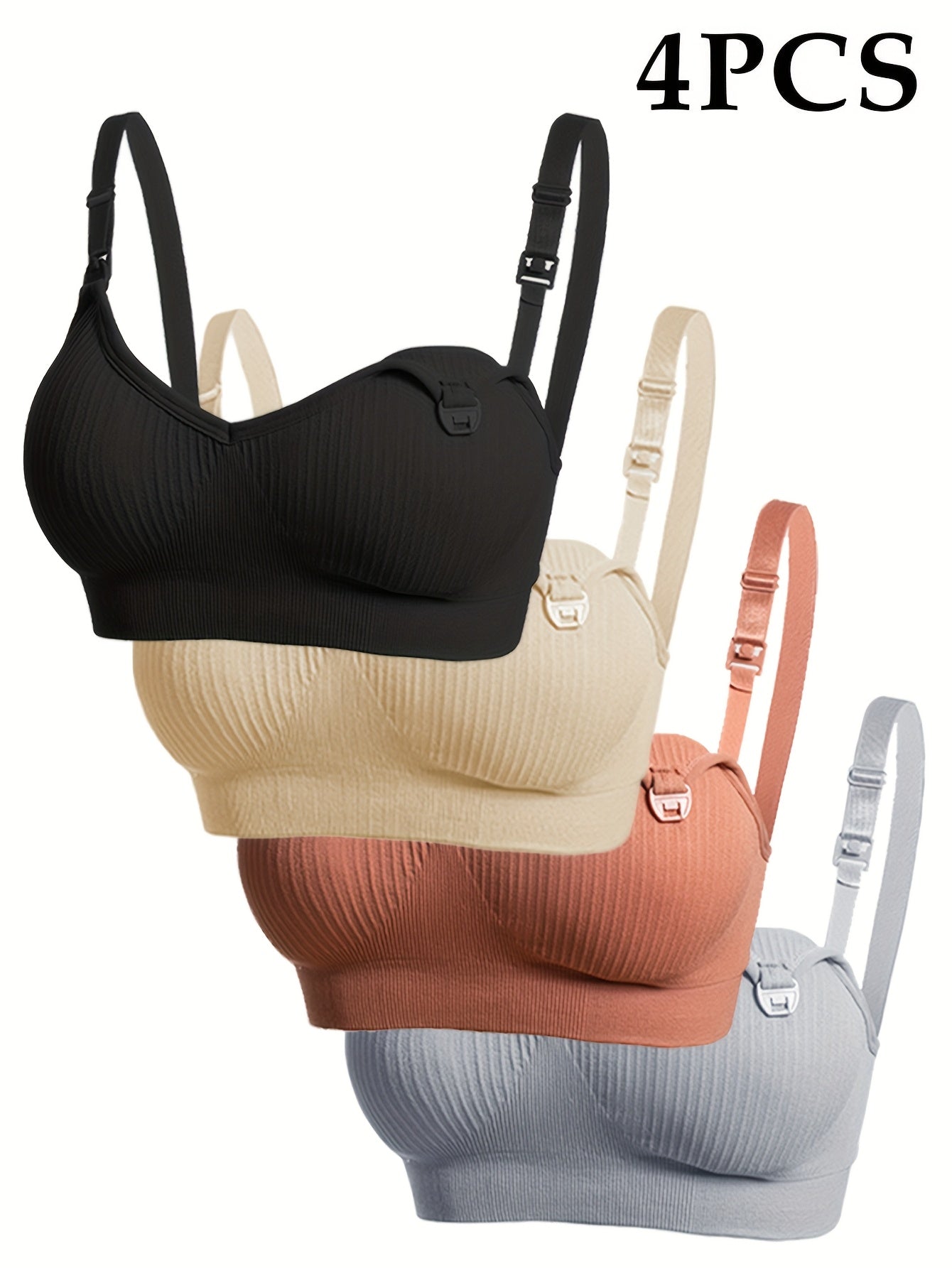 4pcs Sleep And Sports Dual Use Convenient Breastfeeding Anti Leakage Abdomen Control One Piece Seamless Fabric Suitable For Night Nursing Daily Sports