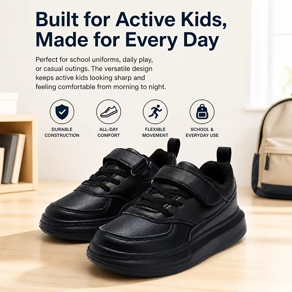 Kids' Lightweight Black Sports Shoes-Seamless Ultra-light EVA Midsole, Breathable Mesh Upper, And Low-top Design, Perfect For Daily Running, Jumping, And Casual Outings.