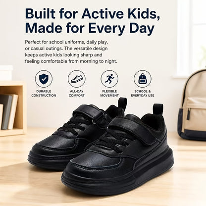 Kids' Lightweight Black Sports Shoes-Seamless Ultra-light EVA Midsole, Breathable Mesh Upper, And Low-top Design, Perfect For Daily Running, Jumping, And Casual Outings.