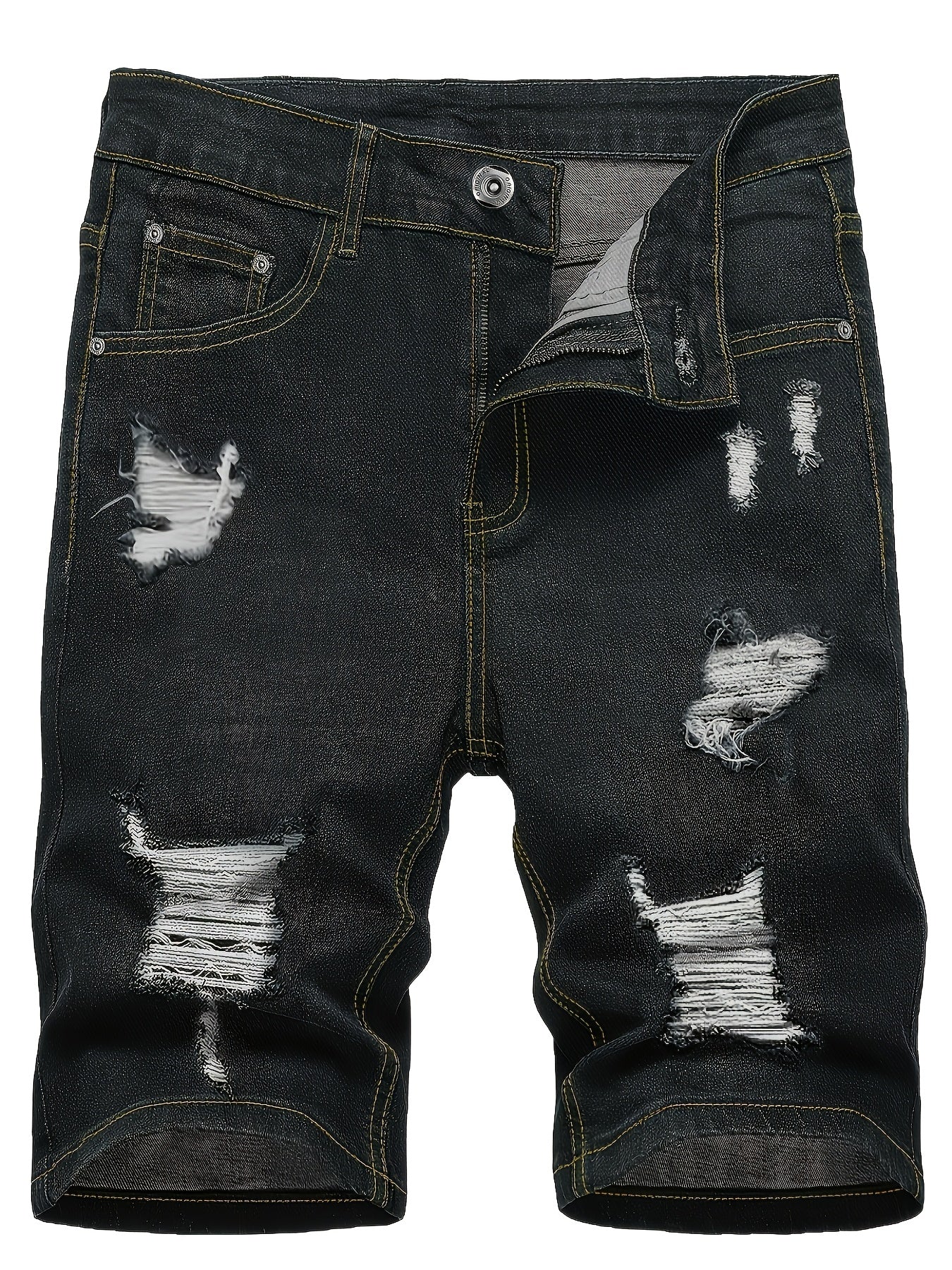 3-pack Men'S Jeans - Trendy Ripped Denim Shorts - Stylish, Versatile, Slim Fit, Casual Pants - New - Perfect For Outdoor Camping And Sports