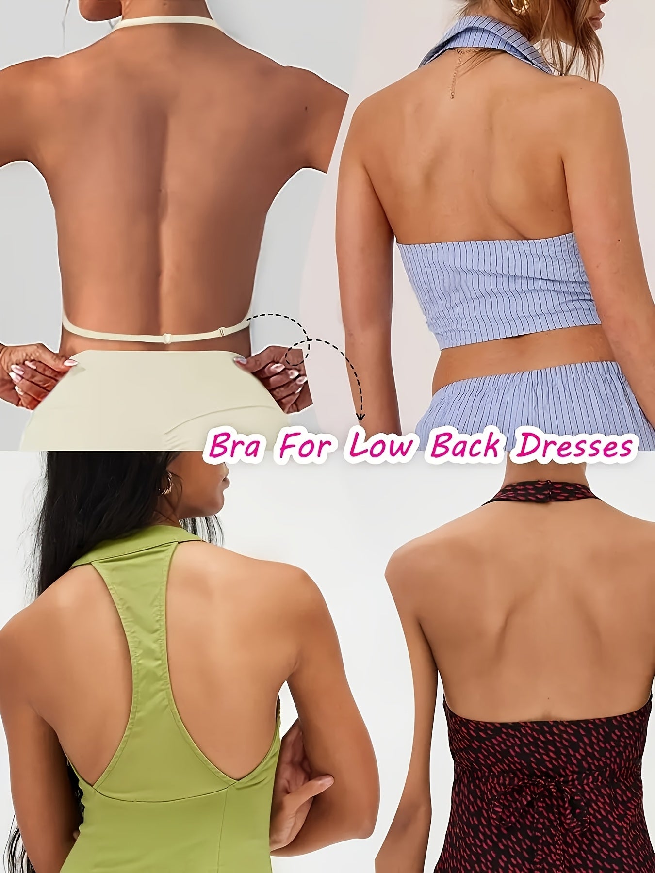 1/2/3pcs Nylon & Elastane Blend Summer Seamless Backless T-Shirt Bra for Women - Sexy, Wireless with Removable Pads, Hand Washable