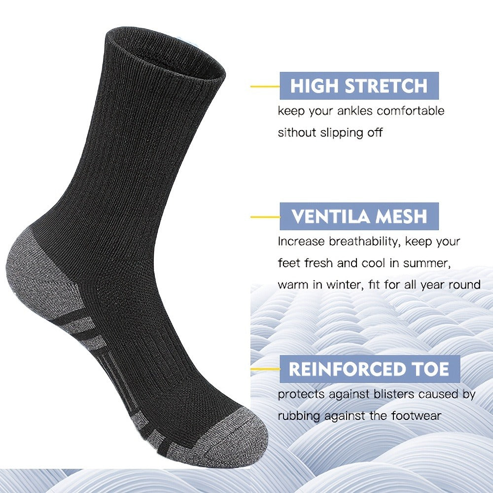 Men's Cotton Crew Socks 10-Pair Pack - Breathable Black Everyday Style