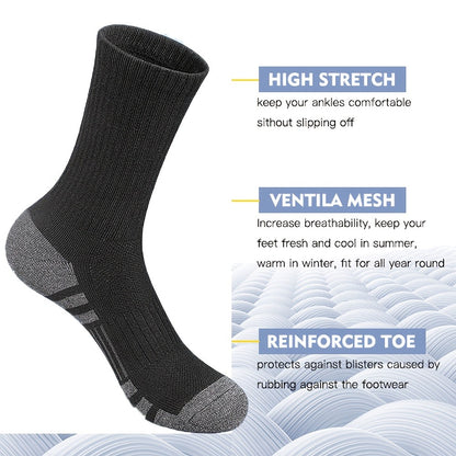 Men's Cotton Crew Socks 10-Pair Pack - Breathable Black Everyday Style