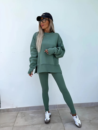Women's Spring And Autumn Outdoor Sports Hoodie Set, Women's Autumn And Winter Long Sleeve Solid Color Hoodie Casual Set, Hoodie Top And Pants Yoga Two-piece Set, Outdoor Running Fitness Set