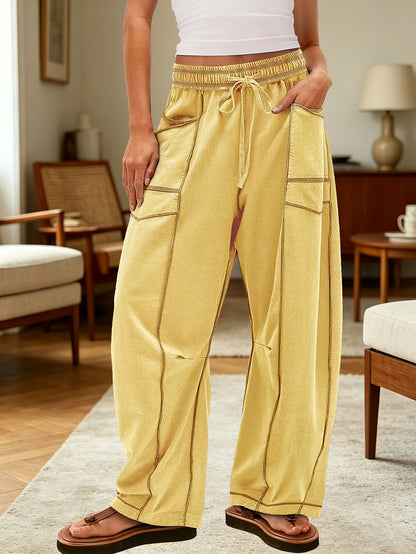 Women'S Loose Wide Leg Pants Casual Summer Wide Leg Pants Drawstring Waist Casual Pants