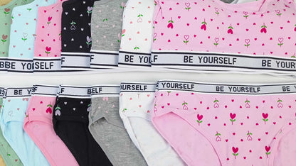 8 Set Bra Panties Set Comfy Breathable Underwear Set, Cute Heart Letter Print Training Set for 10-16, for Teenager, For Teenager