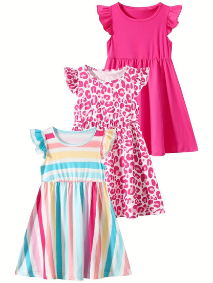 Girls' Mixed Casual Outfit Set - 3-Piece