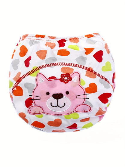 6-Pack Fashion Baby Training Pants Reusable Girls Potty Underpants Cute Embroidery Patterns Toddler Kids Breathable Soft Underwear
