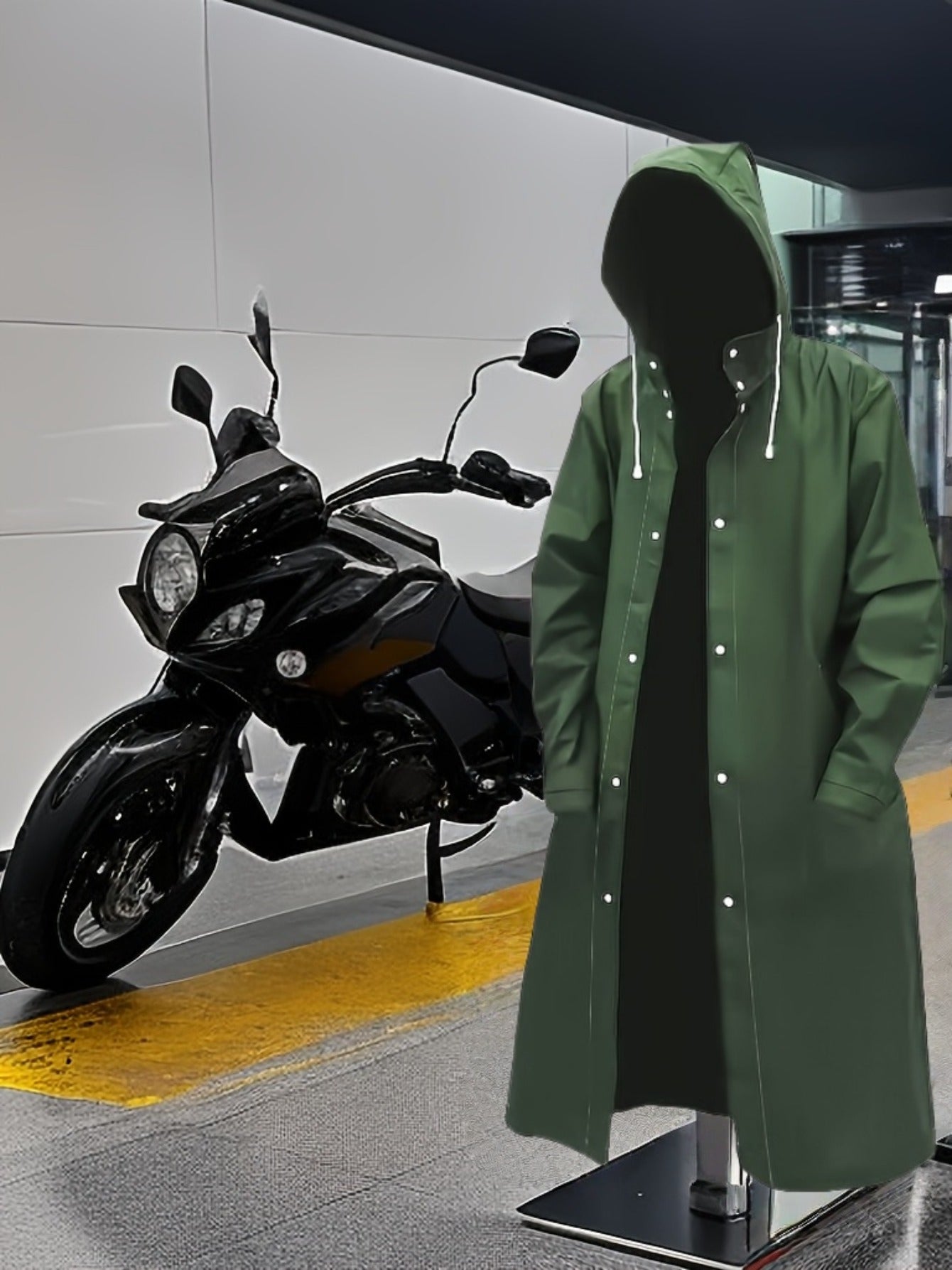 Waterproof Hooded Long Raincoat for Men & Women - Full-Zip Outdoor Rainwear with Adjustable Hood, Loose Fit, High Quality & Breathable Design, Full-Length Coverage for Cycling, Hiking, Fishing, Biking - Unisex Adult Windproof Jacket (Non-Stretch Fabric),