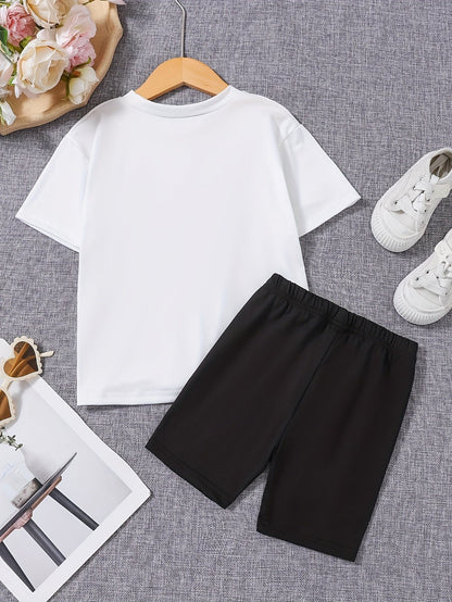 Girls' Casual Outfit Set - Short Sleeve Spring