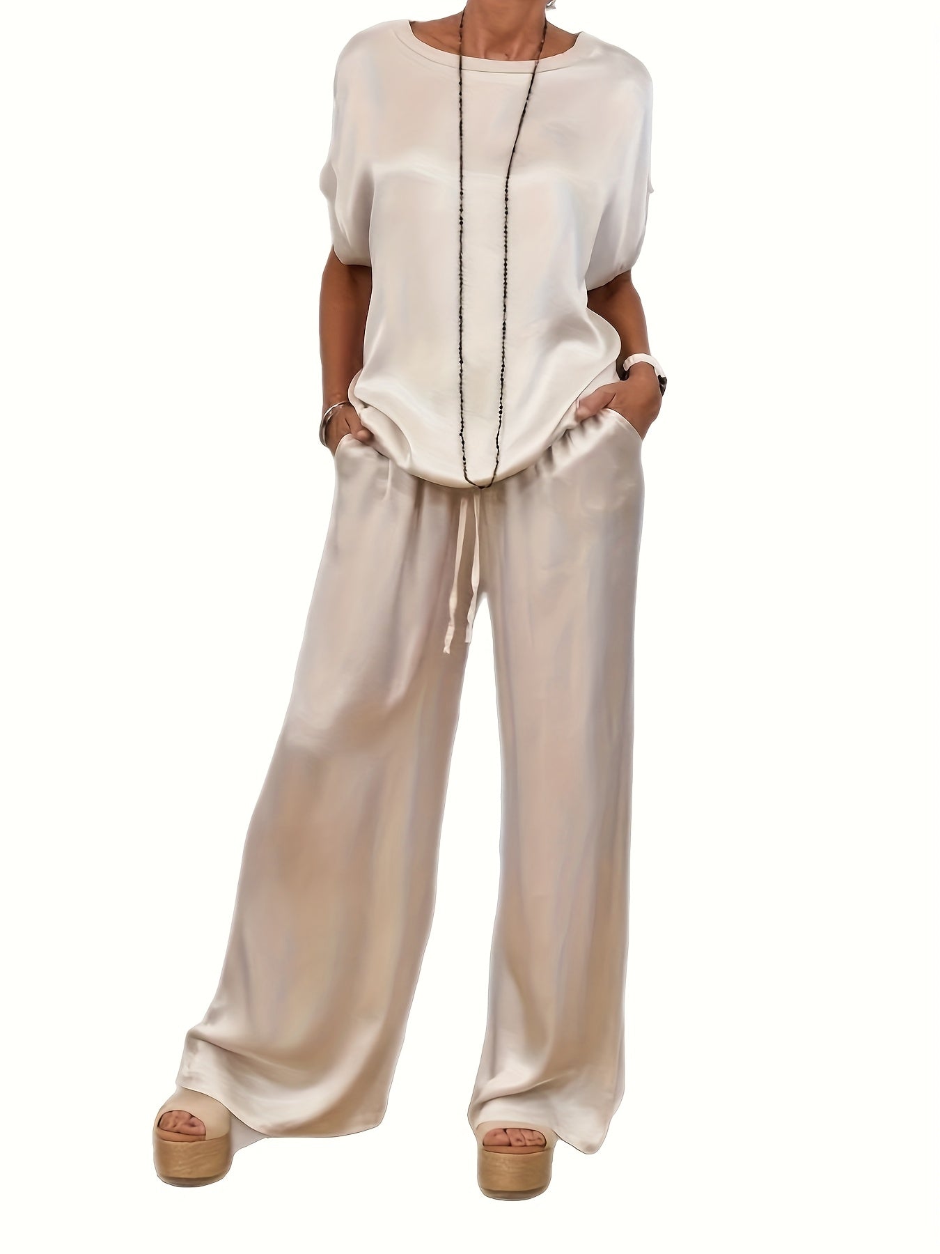 Spring/Summer New Trendy Loose Shirt, Wide Leg Pants, Casual Set