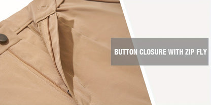 Men's Golf Pants - Lightweight Quick-Dry Stretch Formal & Casual Trousers, Straight Fit with Belt Loop, High Quality Breathable Fabric for Golf, Office, Evening Events - All-Season Mens Athletic Pants, Sports Leisurewear, Metallic Button Details, Work Tro