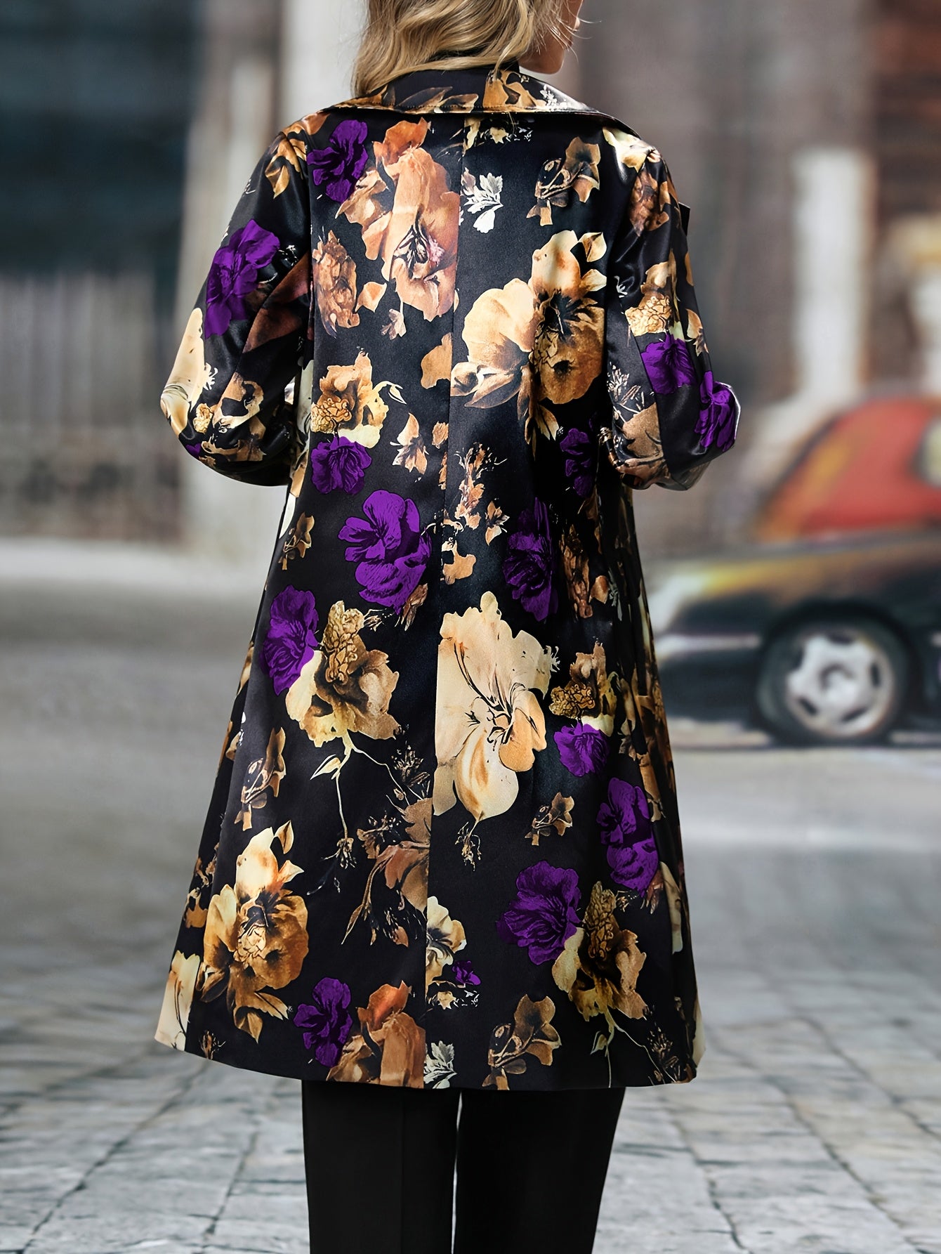 Long-sleeved Floral Pattern Single-breasted Suit Jacket