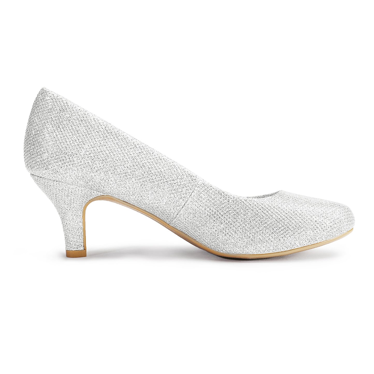 Women's Bridal Wedding Party Low Heel Pump Shoes comfortable, Round Toe, Slip On, easy slip on style, close toe, low heel fasion shoes - Latex padded insole for added comfort