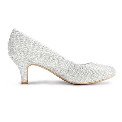 Women's Bridal Wedding Party Low Heel Pump Shoes comfortable, Round Toe, Slip On, easy slip on style, close toe, low heel fasion shoes - Latex padded insole for added comfort