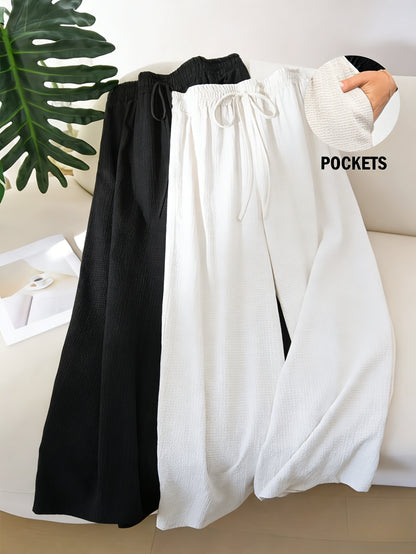 Women's 2pack Black + White Pleated Wide-Leg Pants - product view 2