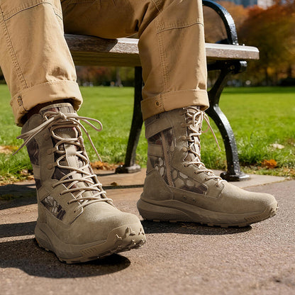 Men's Breathable Zipper Work Boots Side Lightweight Hiking Motorcycle Boots