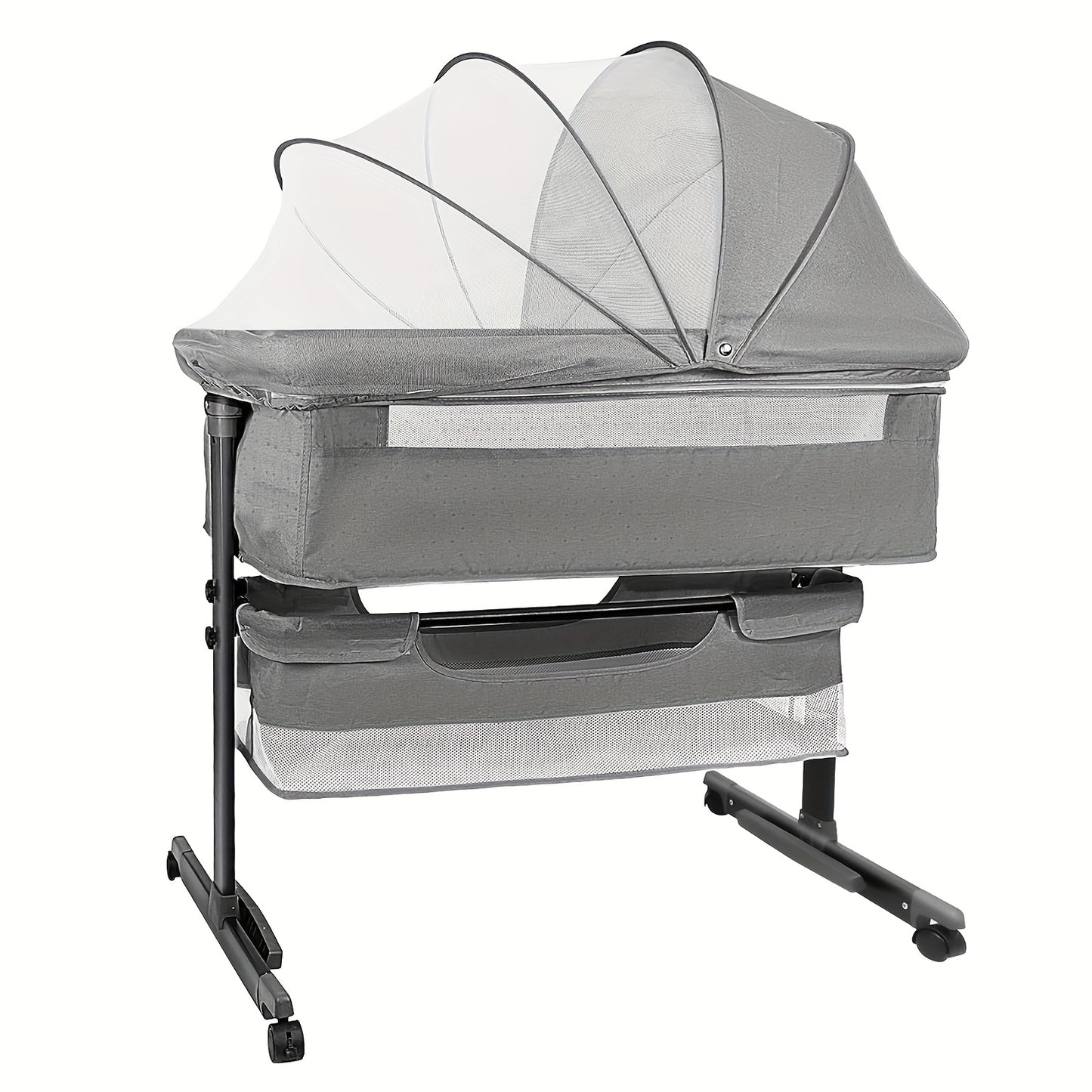 Baby Basinet, Bedside Bassinet for Baby, Height Adjustable Bassinet Bedside Sleeper with Lockable Wheels & Mosquito Nets, Large Storage Bag & Comfortable Mattresses Included. Item Weight: 6.8kg (15 Lb). Maximum Weight Recommendation: 20kg (44 Lb)