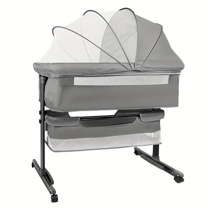 Baby Basinet, Bedside Bassinet for Baby, Height Adjustable Bassinet Bedside Sleeper with Lockable Wheels & Mosquito Nets, Large Storage Bag & Comfortable Mattresses Included. Item Weight: 6.8kg (15 Lb). Maximum Weight Recommendation: 20kg (44 Lb)