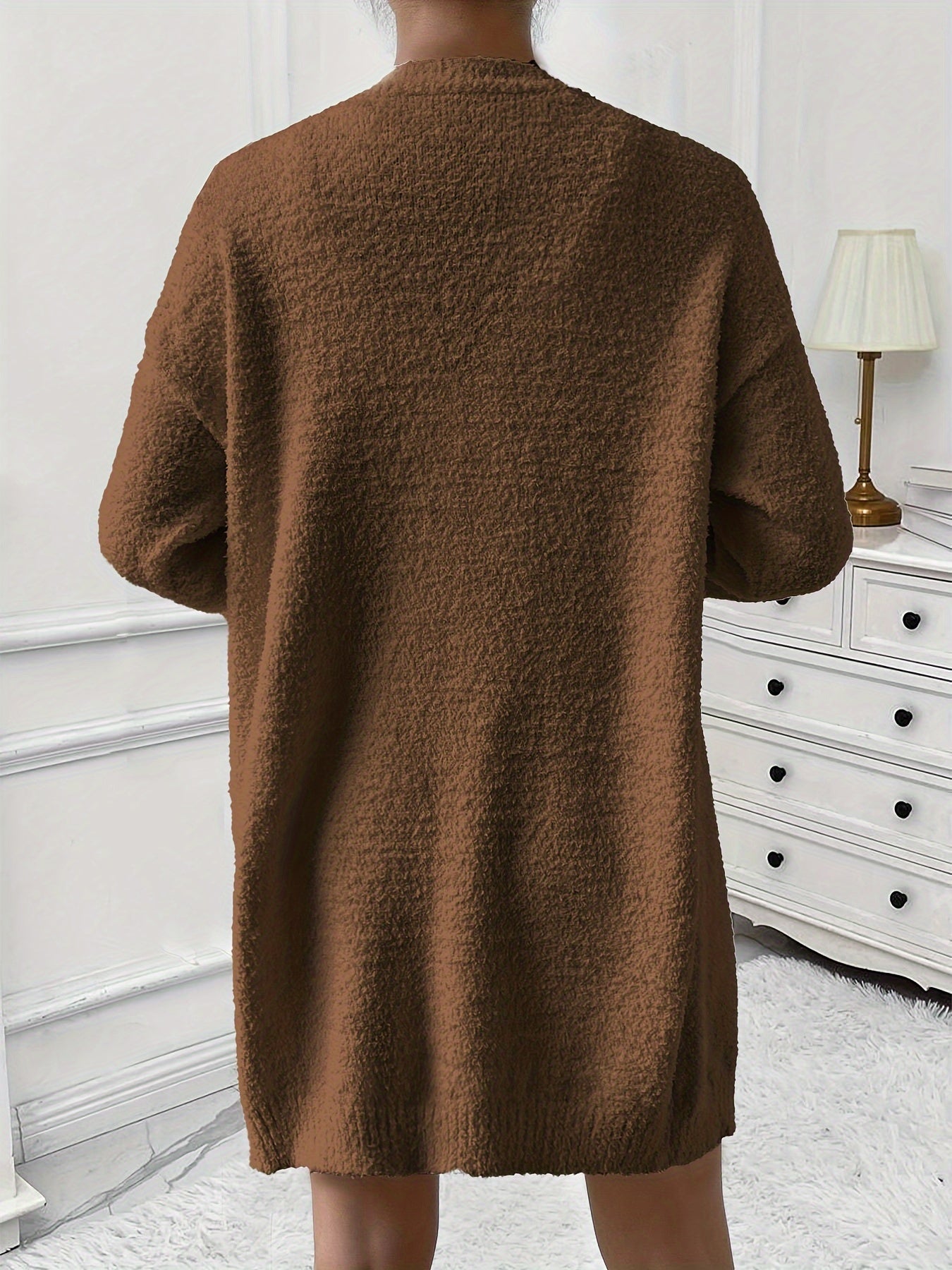 Women's Casual Warm Lounge Set, Cozy Long Sleeve Cardigan & V Neck Tank Top & Shorts, Soft Relaxing Home Outfit, Comfort Wear for Fall & Winter