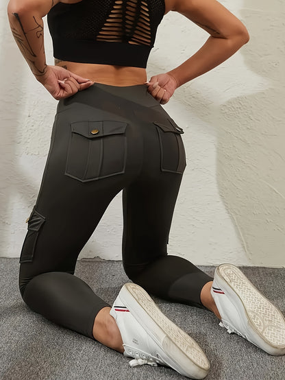 2pcs Women'S High-Waist Multi-Pocket Sports And Leisure Pants, Quick-Dry Running Yoga Trousers, Suitable for Fitness And Exercise