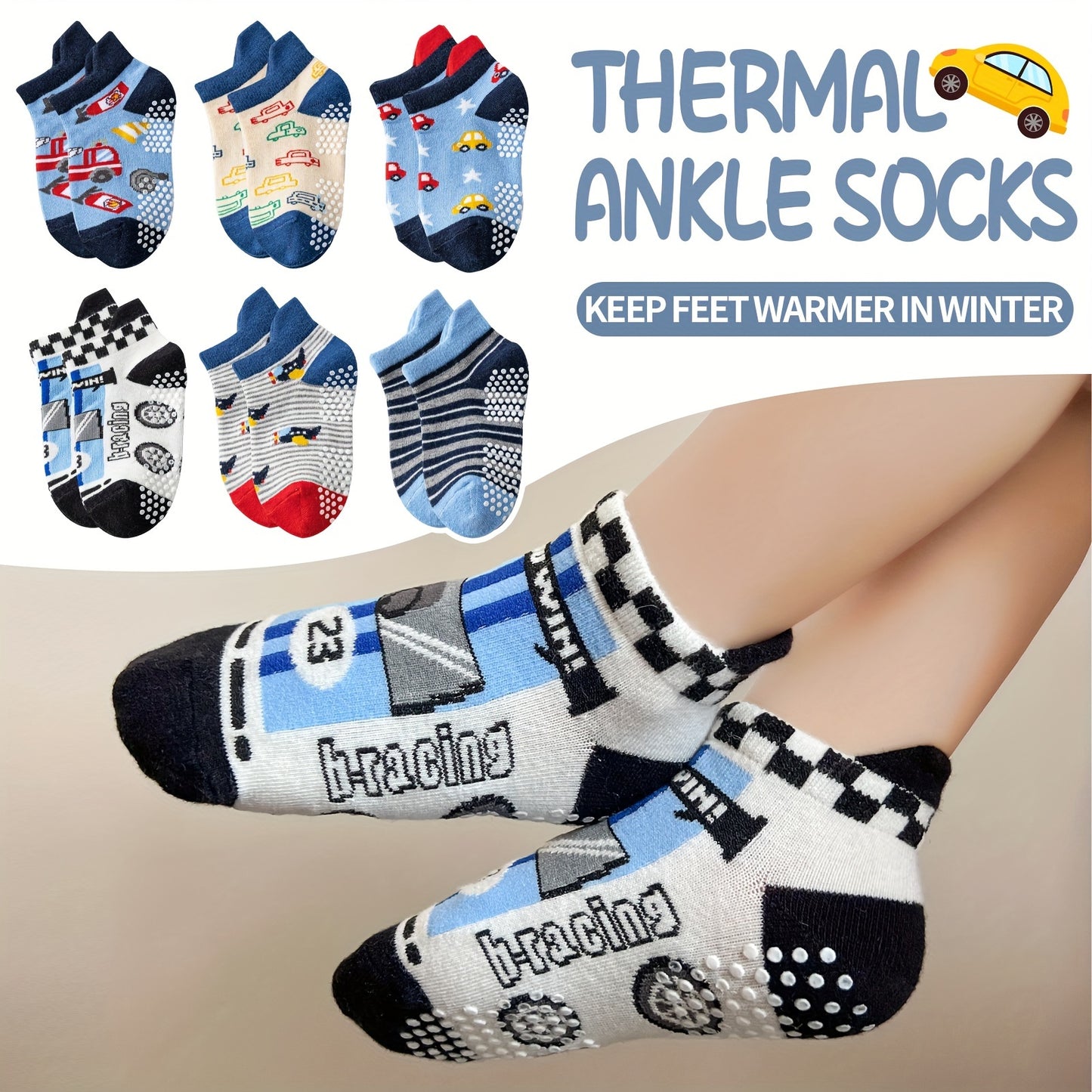 9/18 Pairs Of Baby Boys Toddlers Grips Socks Kids Non Slip Anti Skid Ankle Car No Show Socks With Grippers Gift Socks