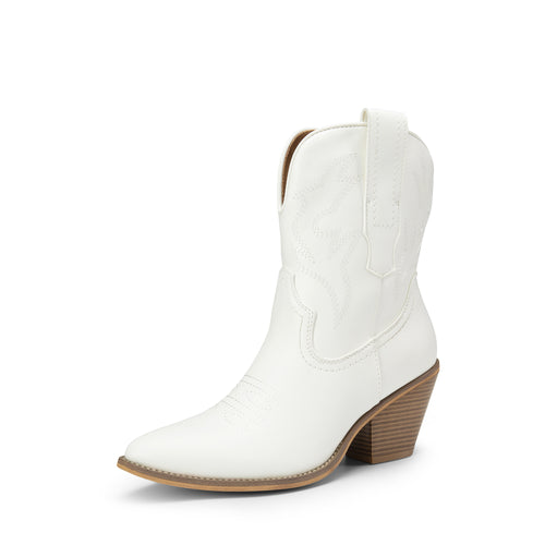 Women's Cowboy Ankle Boots, Western Booties Low Heel Pointed Toe Cowgirl Boots - Western style cowboys boots for women, for everyday wear, casual strolls, special events or any western-themed parties