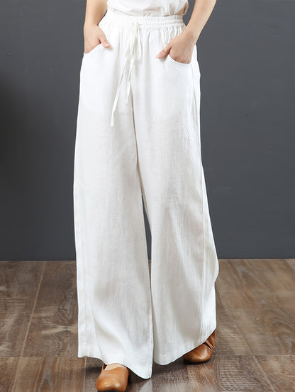 Women's Palazzo Pants Drawstring Waist Wide Leg CLoose Trousers with Pockets Comfort