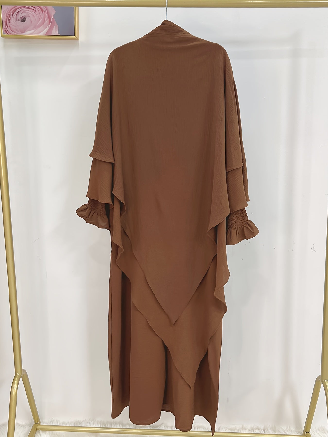 Khimar+abaya 2pcs Set Umrah Rida Set Player Abaya Set with Pockets