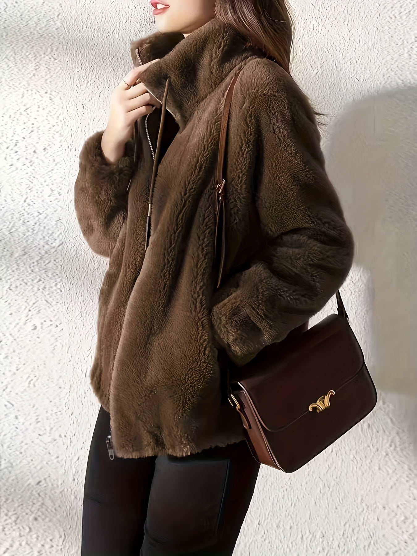 Women's Dark Brown Polyester Jacket - product view 7