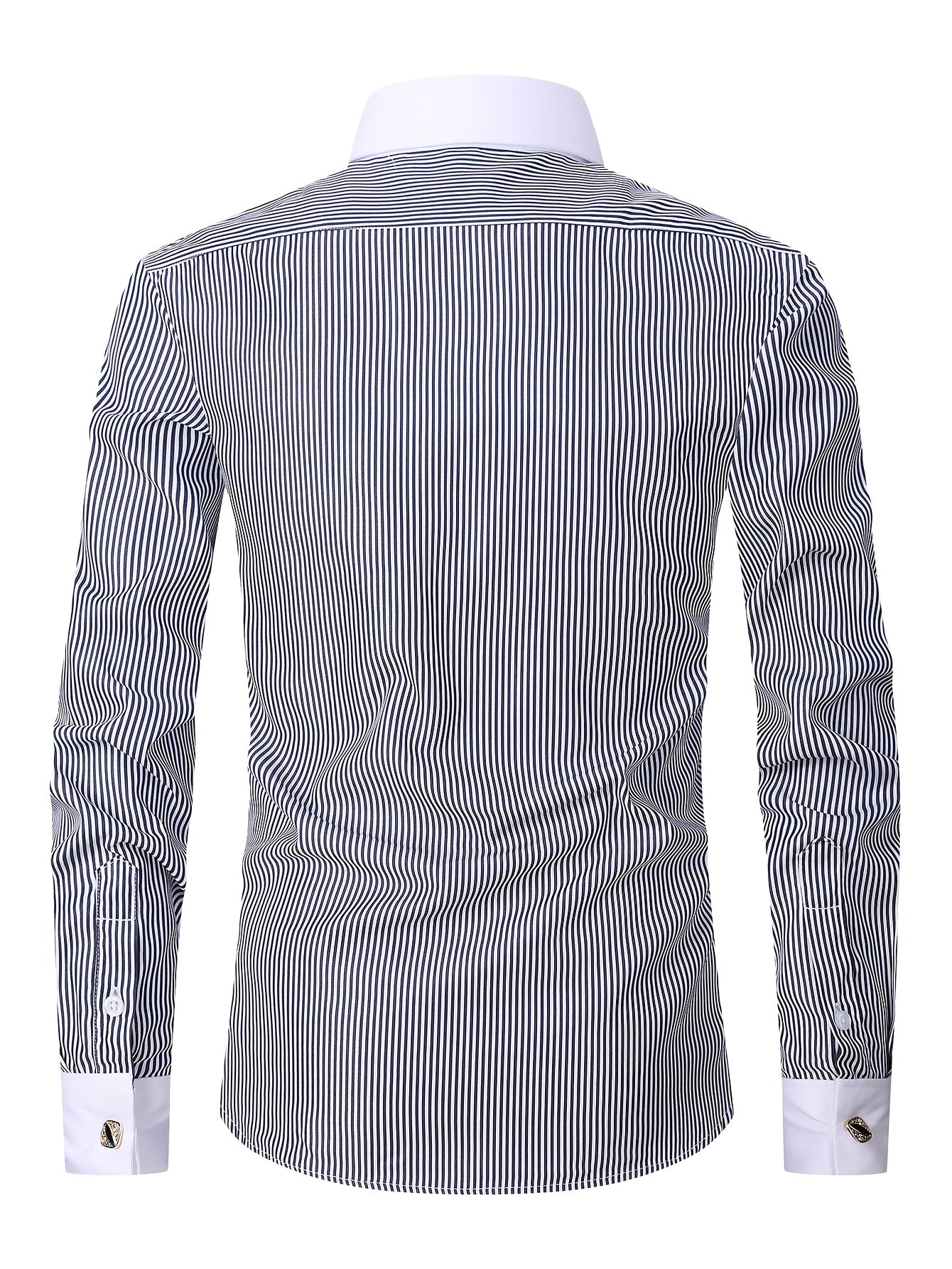 Men'S Striped Dress Shirt Long Sleeve - Premium Formal Shirt for Business, Weddings & Events, Lapel Collar, Single-Breasted, Wrinkle Resistant, Comfort Fit, Classic Office And Party Attire