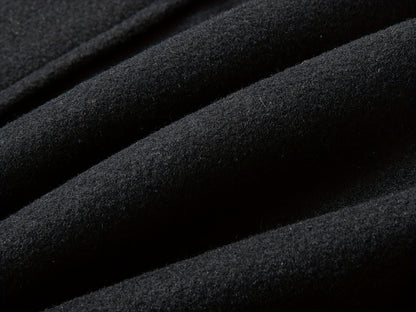Men's Stand Collar Fleece Blend Pea Coats with Removable Inner Collar Single Breasted Overcoat