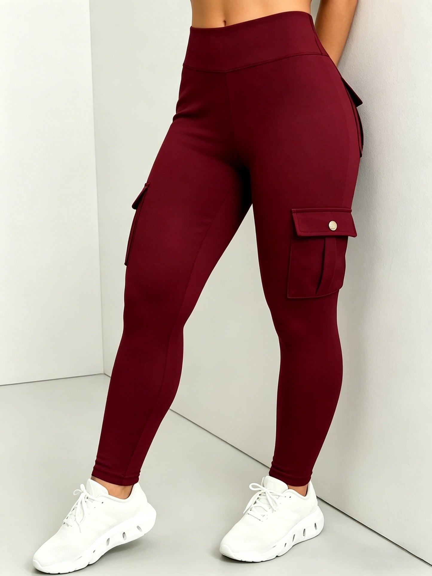 Large-size Women'S Stretchy High-waist Fitness Pants With Multiple Pockets, Breathable And Lightweight Yoga Pants, High-waisted Pants For Toning The Waist And Abdomen, Suitable For Running, Fitness, Yoga, And Casual Outings