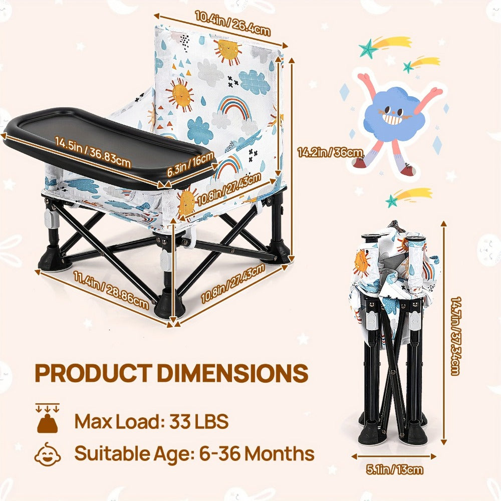 Portable Baby Dining Chair - Foldable Camping Tray Seat