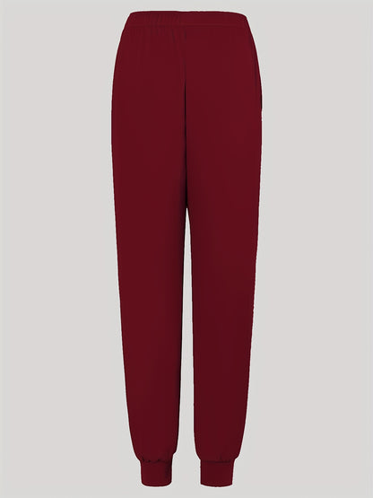 Women'S Frosted Pocket Brush Pants with Elastic Ribbed Toe Binding Work Pants